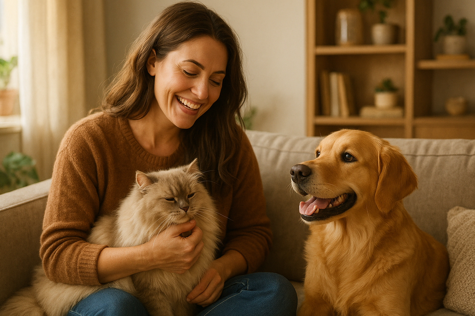 
woman
cat
dog
female
dogs
cat and dog
dog owner
fluffy cat
animal
pet